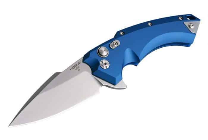 Hogue X5 3.5" Folding Knife - Spear Point Blade Tumbled Finish Blue Aluminum Frame