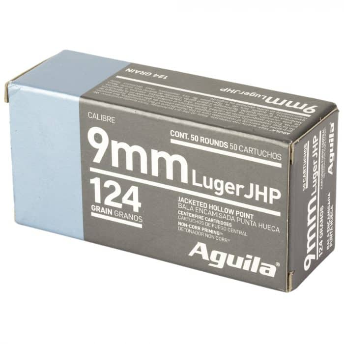 Aguila Ammunition 9 MM 124GR Jacketed Hollow Point 50 Round Box - MSR Arms
